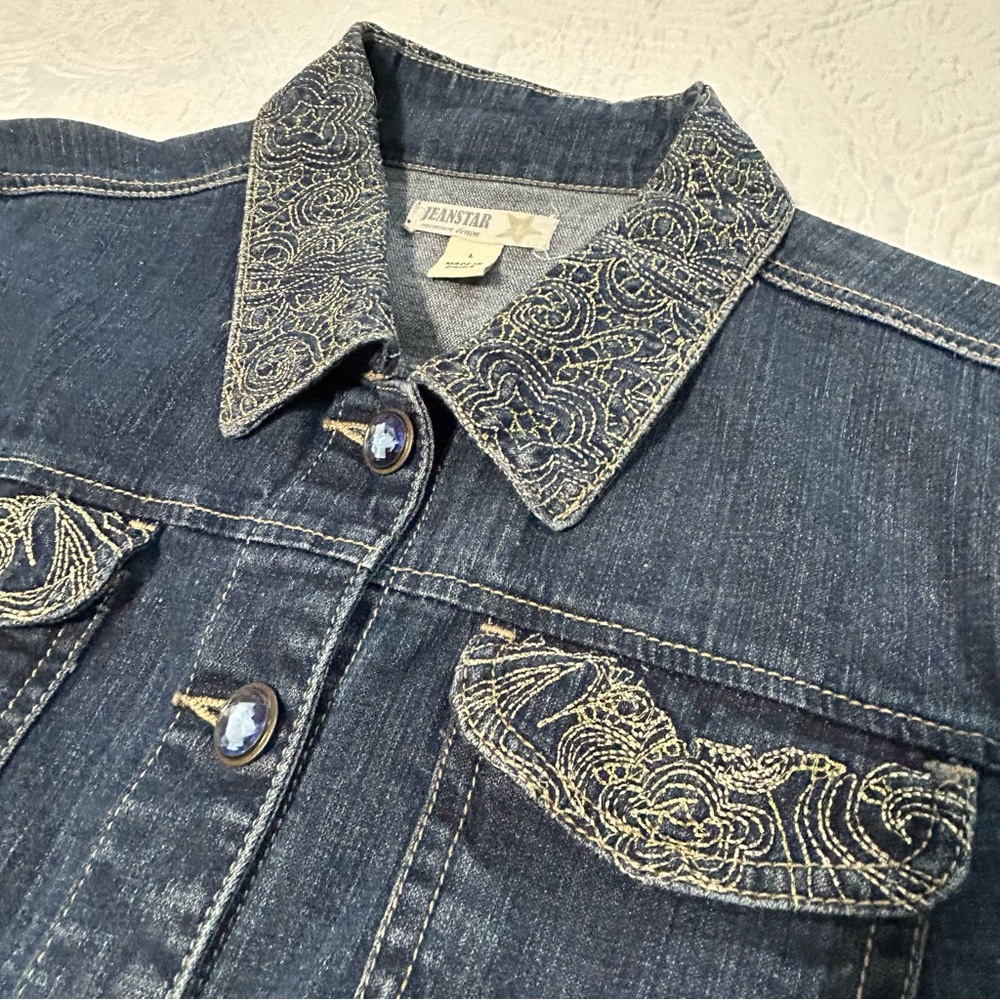 Jeanstar Dark Jacket with Embroidered Accents